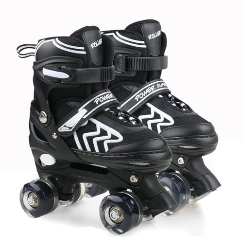 Verstellbare Rollschuhe für Kinder mit Leuchtenden Rädern für Mädchen und Jungen und Anfänger, Größen S(31-34 EU)