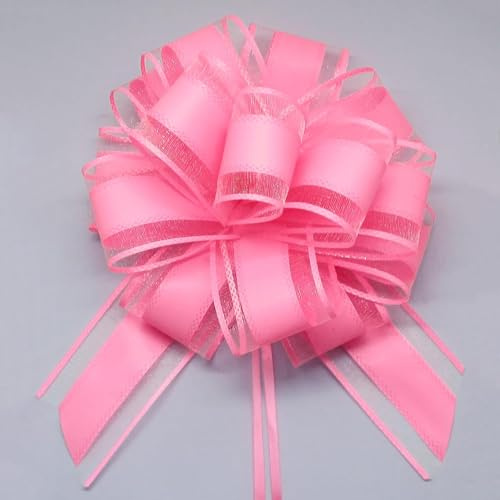 FQTANJU 5 PCS 6 inches Large Pull Bows, Bow for Gift Wrapping, Ribbon Bows for Wedding Christmas Birthday Party Gift Baskets or Valentine's Day Flower Gift Boxes Decoration (Dark Pink)