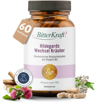 BitterKraft! Klimakteriekapslar 90 st – med jamsrot, rödklöver & vänderot, järn, vitamin B6 B12, kalcium, folsyra – utan tillsatser – naturlig balans – 100% natur – Vegan