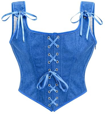 KBOPLEMQ Shapewear Corset rétro à baleines pour femme Sous-vêtement à lacets Style Renaissance Accessoires robe de bal Débardeur bustier floral classique Bustier corset médiéval à bretelles Body