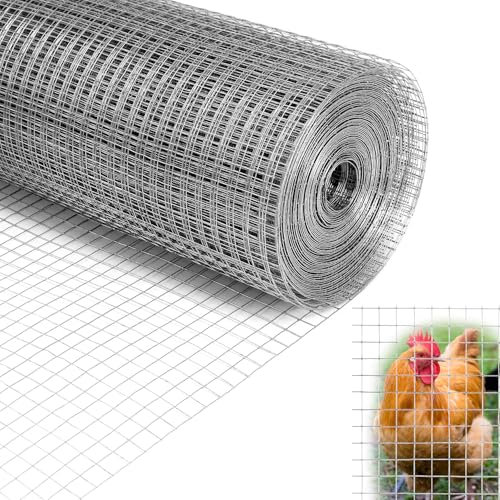 QWORK® Verzinktes Drahtgitter, 1 x 20 m Maschendrahtgeflecht, 12.7 mm Löcher Drahtgitter Feinmaschig, Maschendrahtzaun, für Hühnerställe, Kaninchengehege