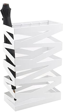 YYRAIN Paragüeros, Soporte de Paraguas de Metal Hueco con Ganchos, Soporte Rectangular para Paraguas para Hotel, Restaurante, Soporte para Paraguas, Organizador de Paraguas, Blanco, 60 x 20 x 60 c