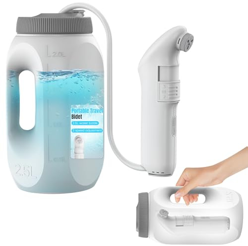 Umisu Pulvérisateur de Bidet Portable pour Salle de Bain, Bidet Portable Électrique de Voyage, Hygiene des Parties Intimes avec Réservoir 2,5 L pour Voiture, Salle de Bain, Toilette, Camping, Noir