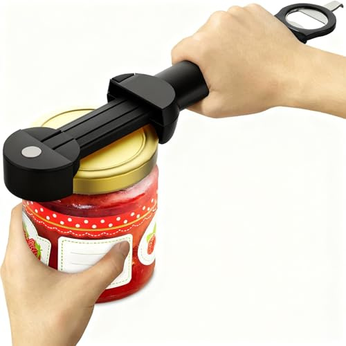 Multifunctional Retractable Bottle Opener - Adjustable Multifunctional Can Opener Jar Lid Gripper - 2024 New Jar Opener Bottle Opener for Weak Hands, Senior Arthritis (Black)