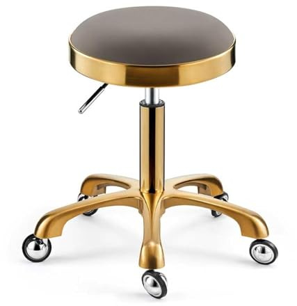 Sadelpall, Beige Silver Rullande Snurrpall Skönhetssalongstol, Läderkudde for Medicinsk Vård, Spa Kontor Manikyr Tatuering(Grey,Gold)