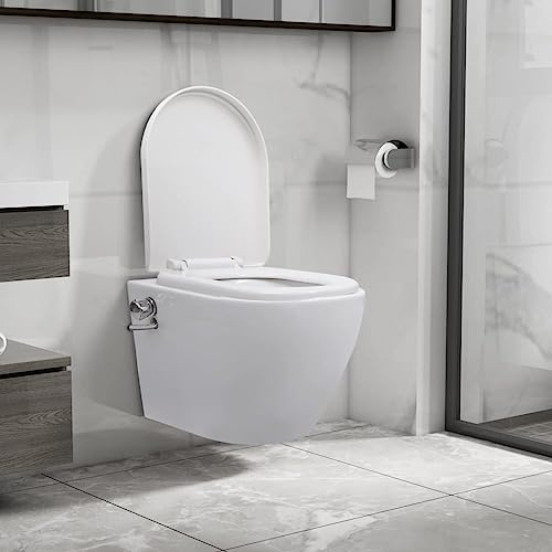 Mokuyary WC mural sans rebord avec fonction bidet en céramique blanche