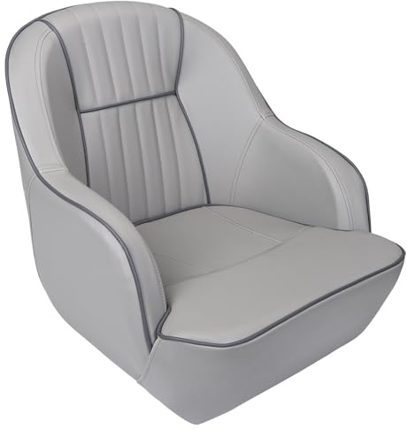 Pontoon Captain Seat Marine Boat Bucket Seats Low Back Captains Chair with Armrest (Dark Gray/Carbon gray Piping)