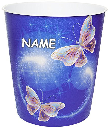 alles-meine.de GmbH Papierkorb/Behälter - Bunte Schmetterlinge - inkl. Name - 10 Liter - aus Kunststoff - Mülleimer/Eimer - Aufbewahrungsbox für Kinder/Büro - Mädchen &..
