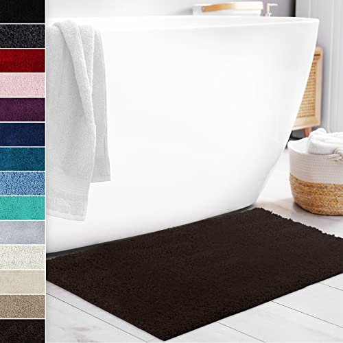 Floordirekt Badematte Sky Soft | Eckig & Rund | Badezimmerteppich | Extra flauschig | rutschfest & Schnell trocknend | Viele Farben & Größen (60 x 100 cm, Braun)