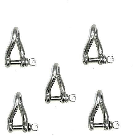 Marine Grade AISI 316 Stainless Steel Screw Pin Mini Twist Shackle 5/32(4mm)-5 Pcs