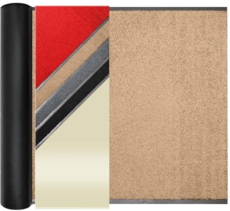 Primaflor Sauberlauf nach Maß - CLEAN, Beige, 0,90m x 3,50m, Rutschfester Schmutzfangläufer Meterware, Robuster Küchenläufer, Zuschneidbarer Teppichläufer, Eingangsmatte für Flur und Windfang