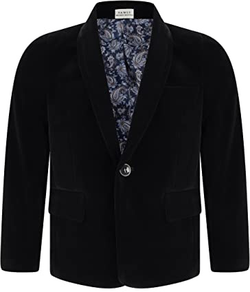 Boys Velvet Blazer Kid Suit Jacket Paisley Lining Smart Casual Formal Coat