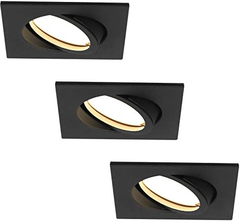 HCFEI Faretto da incasso a LED ultra piatto, 425 lumen, 230 V, 5 W, dimmerabile, alloggiamento angolare, orientabile, nero (3 pezzi, bianco neutro)