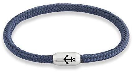 Paris Montana Anker Gravur Segeltau Unisex Armband Geflochten Handmade Hochwertiger Magnetverschluss Durchmesser 6mm Längen 19 cm Bis 24 cm (21, Sky)