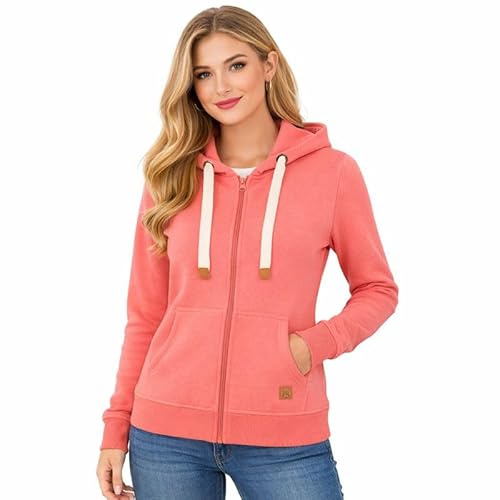 Blu Apparel Womens Zip Hoodies Extra Warm women's Zipped Hoodie Ladies Plain Hoodie Winter Warm Fleece Zip Up Sweatshirt Activewear