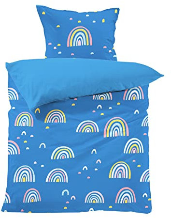 Lavea Kinderbettwäsche Set Louisa - Regenbogen 100 x 135cm + 40 x 60cm 100% Baumwolle - Hochwertig mit Reißverschluss