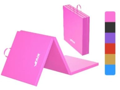 AJX Gymnastics Exercise Mat Tri Folding | Non Slip Eva foam,and 5cm 6ft x 2FT | Tumbling Mat for Protection against Hard Floors gymnastics floor mat Training Equipment - Pink