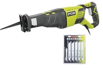 Pack RYOBI Scie sabre électrique RRS1200-K - 1200W - lot de 6 lames universelles - bois et métal - 100/152mm - RAK06RB
