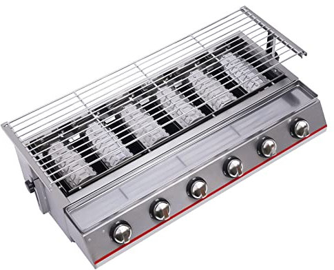 Griglia per barbecue a gas a 6 fuochi, perfetta per cucinare all'aperto a casa, riunioni di famiglia, negozi di barbecue e ristoranti