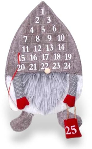 PaulStore Plush Gonk Fill Christmas Treat Advent Calendar 1-25 Countdown To Christmas (Grey)