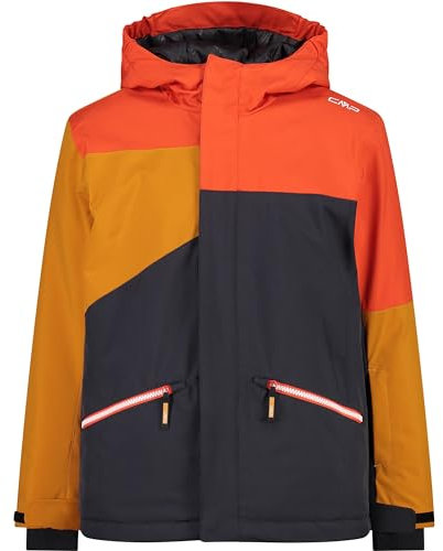 CMP Boys Jacket Fix Hood Twill Iii Colorblock - Wasserdichte atmungsaktive Jungen Skijacke, Größe 164 - Farbe Antracite