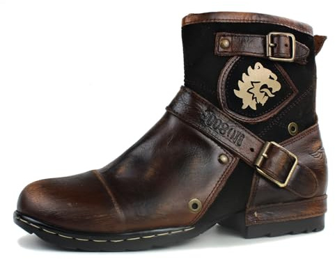 COWSDELLA Hombres Vintage Marrón Chukka Botas con cordones Motocicleta Casual Cuero Vestido Tobillo Bota para Moda CD-5008-1-BP-10-R
