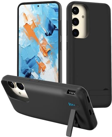 Gladgogo Akkuhülle für Samsung S24/S25, 7000 mAh, ultradünn, wiederaufladbar, Schnellladung, Powerbank-Hülle, faltbar, tragbar, Backup-Akku für Samsung S24/S25 (6,2 Zoll), Schwarz