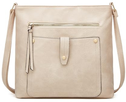 Dokeno Bolso Bandolera Mujer de Cuero PU, Borsa a Spalla con Tracolla Ajustable, Borsa Impermeable y Ligera, Ideal para Trabajo, Escuela y Uso Diario