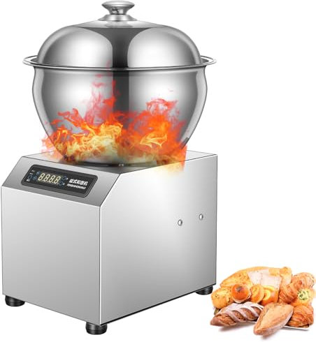 Batidora de pie de 1300 W con función de calentamiento, recipiente de acero inoxidable con capacidad de 5 kg, incluye recipiente desmontable, temporizador de 30 minutos y disipación de calor,Silver