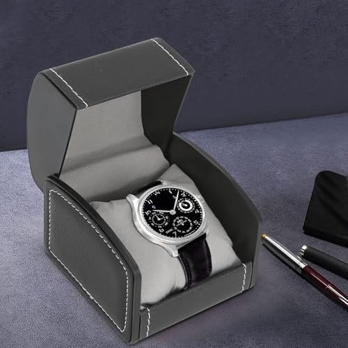 PU Leather Watch Box Watch Case Single Display Luxury Storage Case For Wristwatches and Smart Watches Holder With Pillow, Jewelry Bearer Gift Case For Women/Men Birthday Day Gift Box