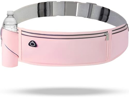 QUPOLPOL Ceinture de course à pied imperméable avec porte-bouteille – Sac de taille réfléchissant pour homme et femme – Ceinture de fitness multi-poches en lycra avec port pour écouteurs – Convient