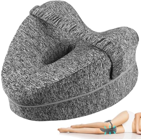 Almohada para rodillas para dormir de lado, almohada para piernas, espuma viscoelástica ortopédica, almohada ergonómica para dormir de lado, cojín transpirable, gris