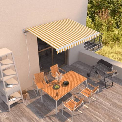 Festnight Elektrische Markise 350x250 cm Gelenkarmmarkise 250 Breit Automatisch Sonnenmarkise Terrasse Terassenmarkise Außen Gelenkmarkise mit Handkurbel Kassettenmarkise Elektrisch