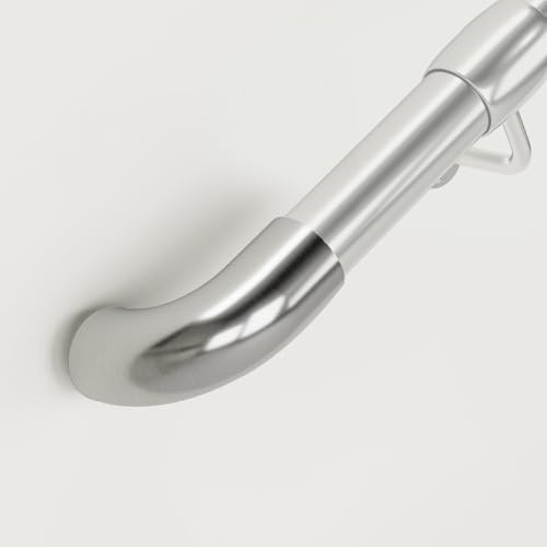 ZALNVEY Handrail 90° Wall Returns 2 Pcs, 304 Stainless Steel Railing Endcap Indoors Outdoors, Easy Drill-Free Installation, for 1.65 in Round Pipe, FEGE, Silver