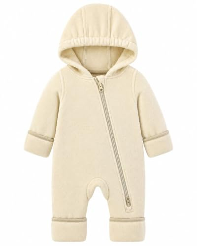 JiAmy nyfödd baby pojkar flickor fleece sparkdräkt en del huvtröja overall spädbarn vår höst barnvagn 0-24 månader