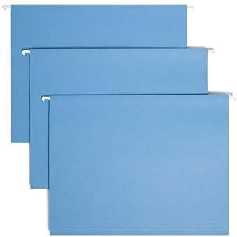 Smead Standard Hanging File Folders, 25 Count, Blue, 1/5-Cut Adjustable Tabs, Letter Size (64060)