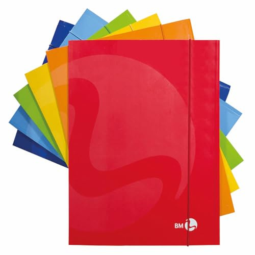 BM BeMore – Cartelline 3 Lembi Con Elastico, 0108968 – Cartellina Formato A4 – Copertina Pesante 700G/Mq – Copertina Plastificata Lucida – Confezione 10 Pezzi – Colori Assortiti
