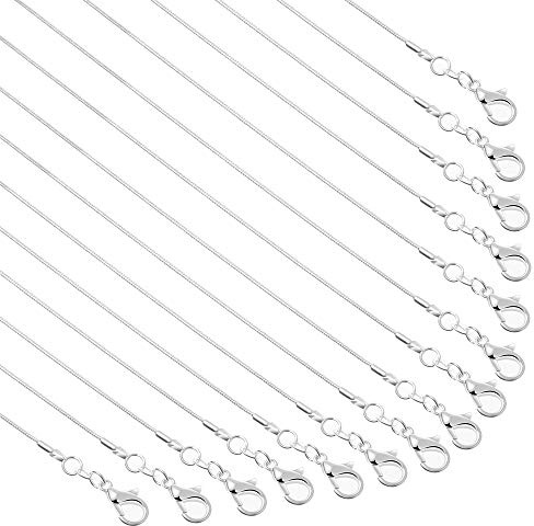 PAXCOO 30 Pack Necklace Chain Silver Plated Necklace Snake Chains Bulk for Jewelry Making, 1.2 mm (18 Inches)