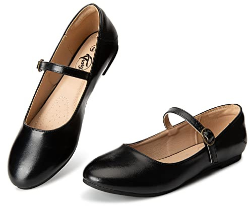 Trary Women's Mary Jane Flats, Black, Size 8, Ballet Flats, Ankle Strap, Comfortable, Dressy Casual, True To Size