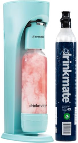 Drinkmate OmniFizz Sparkling Water and Soda Maker, Carbonates Any Drink Not Just Water, Fizzy Drink Maker, Water Carbonator, Sparkling Water Machine, x1 CO2 Cylinder Included, Arctic Blue