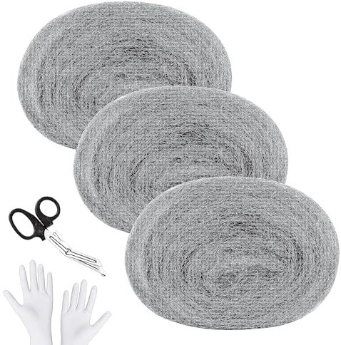 DEDC 3 unidades de lana de acero contra ratones de 15 m con guantes de trabajo, tijeras, contra roedores, lana de acero, lana de acero para agujeros y grietas en la pared de la casa para limpiar y