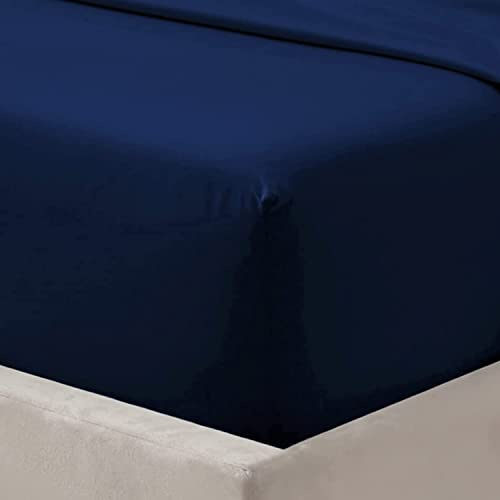 Sábanas bajeras ajustables de 30 cm de profundidad, tela de microfibra suave y cómoda con fácil cuidado, no necesita planchado y resistente a la decoloración, color azul marino, tamaño doble