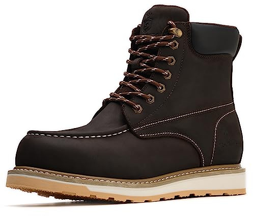 SL-Saint impermeabile punta d'acciaio Moc Uomo stivali da lavoro classico Industrial & Construction sicurezza 6'' (Marrone Scuro 006, numeric_42)