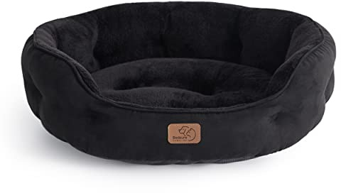 BEDSURE Katzenbett waschbar Katzen Bettchen - 51x48x15cm Katzenkorb mit zweiseitig Innenkissen Katzenschlafplatz für Katzen oder kleine Hunde, schwarz