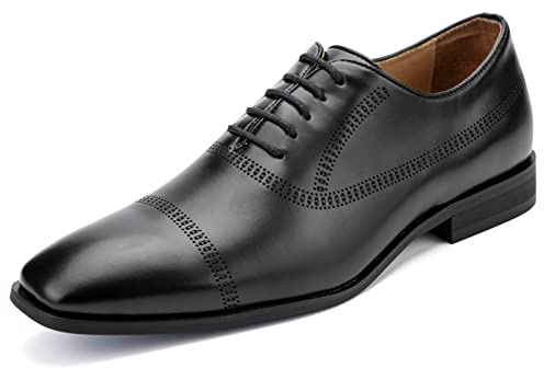 MEIJIANA Scarpe Oxford Uomo Eleganti Stringate Basse Vintage Estive, Nero-1, 43 EU (10 UK)