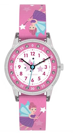 Cander Berlin MNA 4030 P Montre pour enfant étanche 3 ATM Montre d'apprentissage analogique rose à paillettes, bracelet