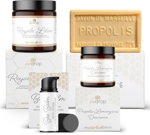 bedrop | Summer Care Set | Bee Balm, Propolis Seife, Propolis Deo und Royale Lotion Bodylotion für die Sommer Pflege