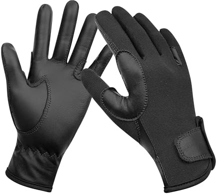 ChinFun Kids Leather Insulated Horse Riding Gloves Breathable Children Equestrian Gloves Anti-Slipping Horseback Mitts Black S