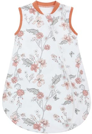 Baby Schlafsack, Kleine Kinder Sommerschlafsack, 100% Baumwolle Schlafanzug ohne Ärmel für Frühling, Sommer und Herbst, 0-6 Monaten Neugeborene für Jungen und Mädchen, Ganzjahres,Größe: 68cm, Blume