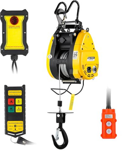 NEWTRY 300KG Polipasto eléctrico 1600W Motor Cabrestante 19M/min Elevación rápida Altura máxima de elevación 30 metros, 2 en 1 mando por cable y mando a distancia para garaje, taller 220V CE
